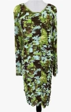 Future Collective Ruched Bodycon Mini Green Dress, Size S
