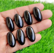  WHOLESALE NATURAL BLACK ONYX CABOCHON LONG OVAL SHAPE LOOSE GEMSTONE