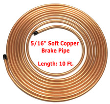 10ft Soft Copper Brake Pipe Line 8mm Tubing Brake Fluid Fuel Copper Pipe 5/16"