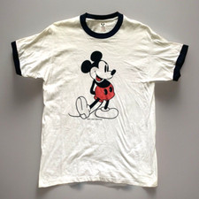 Vintage Walt Disney Productions Mickey Mouse Ringer T-Shirt Men XL USA Made