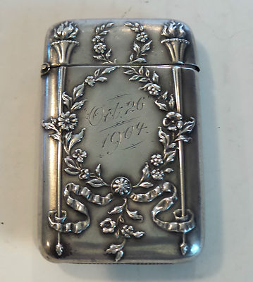 UNUSUAL ANTIQUE STERLING SILVER MATCH SAFE / VESTA CASE, c. 1904 | eBay