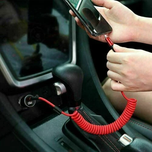 Baseus Coiled Elastic USB Data Charging Cable For iPhone14 13 12 11 Pro Xs X 8 7 - Image 2 of 4