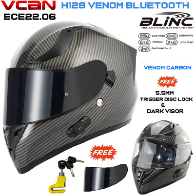 VCAN Blinc Bluetooth Full Face H128 Venom Motorcycle Helmet - Main Image