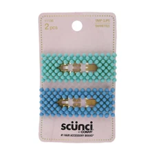 Scunci Beaded Snap Hair Clips for Women – 2-Pack Decorative Hair Barrettes