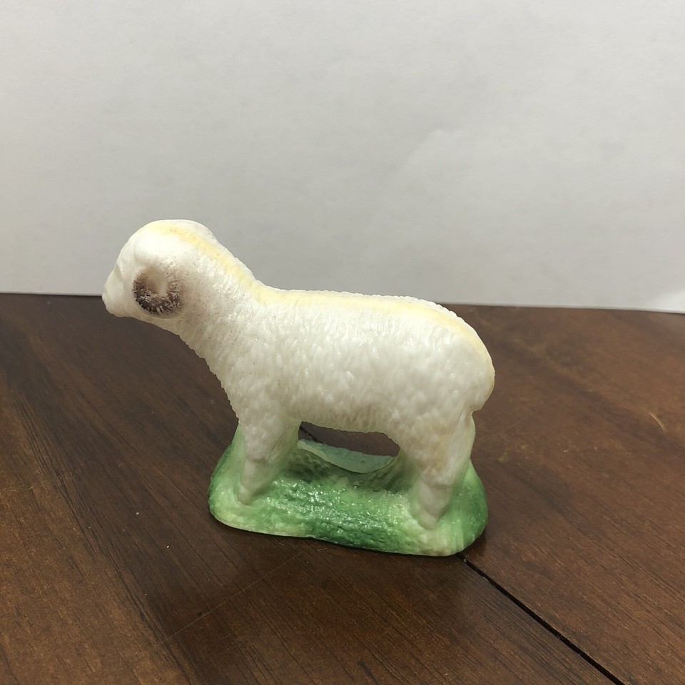 Old Vintage WHITE RAMS Male Sheep Celluloid ? Plastic Farmhouse Country ...
