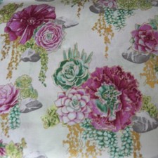 RJR Oasis Tranquil Trail Cotton Fabric, Purple/Green Flowering Cactus, BTYard