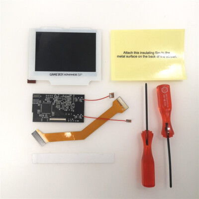 8 Colors Mode IPS V2 Backlight Screen Set For GBA SP Console w/White Lens -NEW