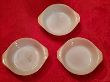 Fire King Peach Luster Swirl Individual Casserole Bowls with Tab Handles (3)