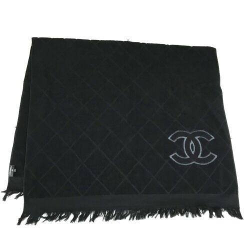 CHANEL CC Mark CC logo Matelasse Large format bath towel towel cotton Black - Afbeelding 1 van 12