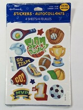 Vintage Sports Sticker Sheets Hallmark NOS