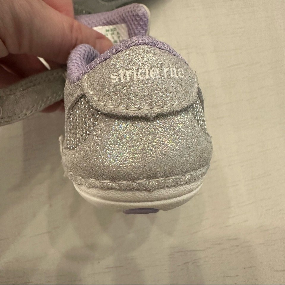Stride Rite SM Jazzy Toddler Gray & Purple Strap Tennis Shoes Size 3W