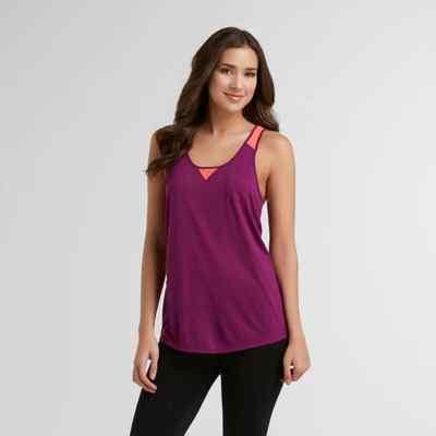 Route 66 Womens Tank Top Purple Neon Orange Mesh Sleeveless Solid