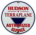 VINTAGE HUDSON TERRAPLANE PORCELAIN DEALERSHIP SIGN SERVICE STATION GAS OIL