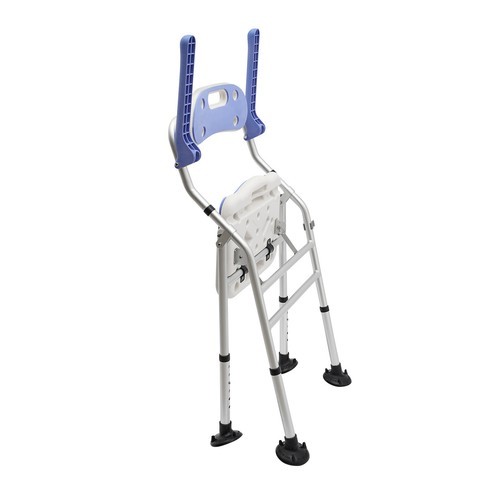 Siège de bain réglable hauteur avec dossier et bras chaise de douche pliable banc 330lbs - Photo 7 sur 15