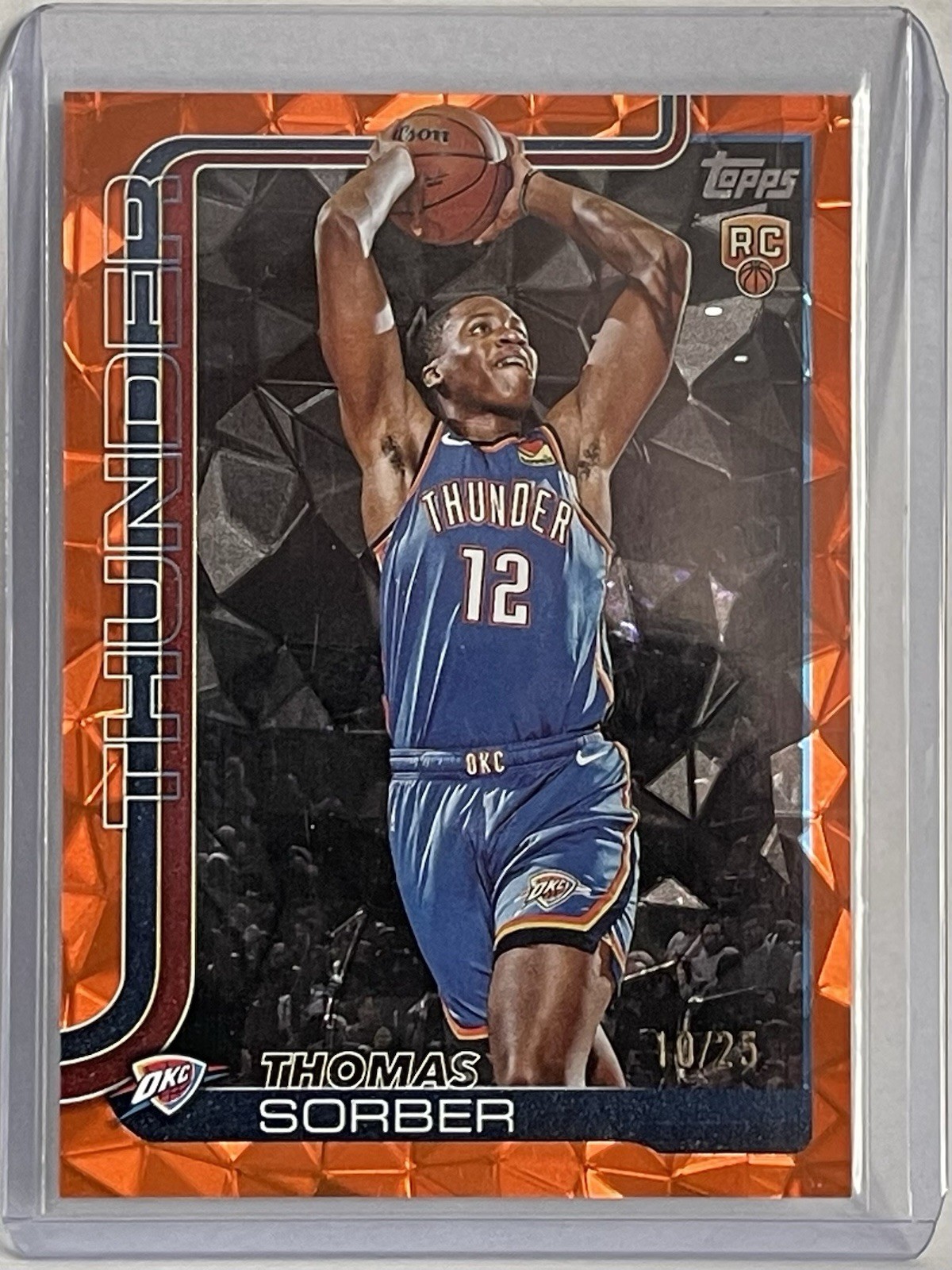 Thomas Sorber 2025-26 Topps Basketball Orange Foil Rookie # 215 Thunder /25 SSP