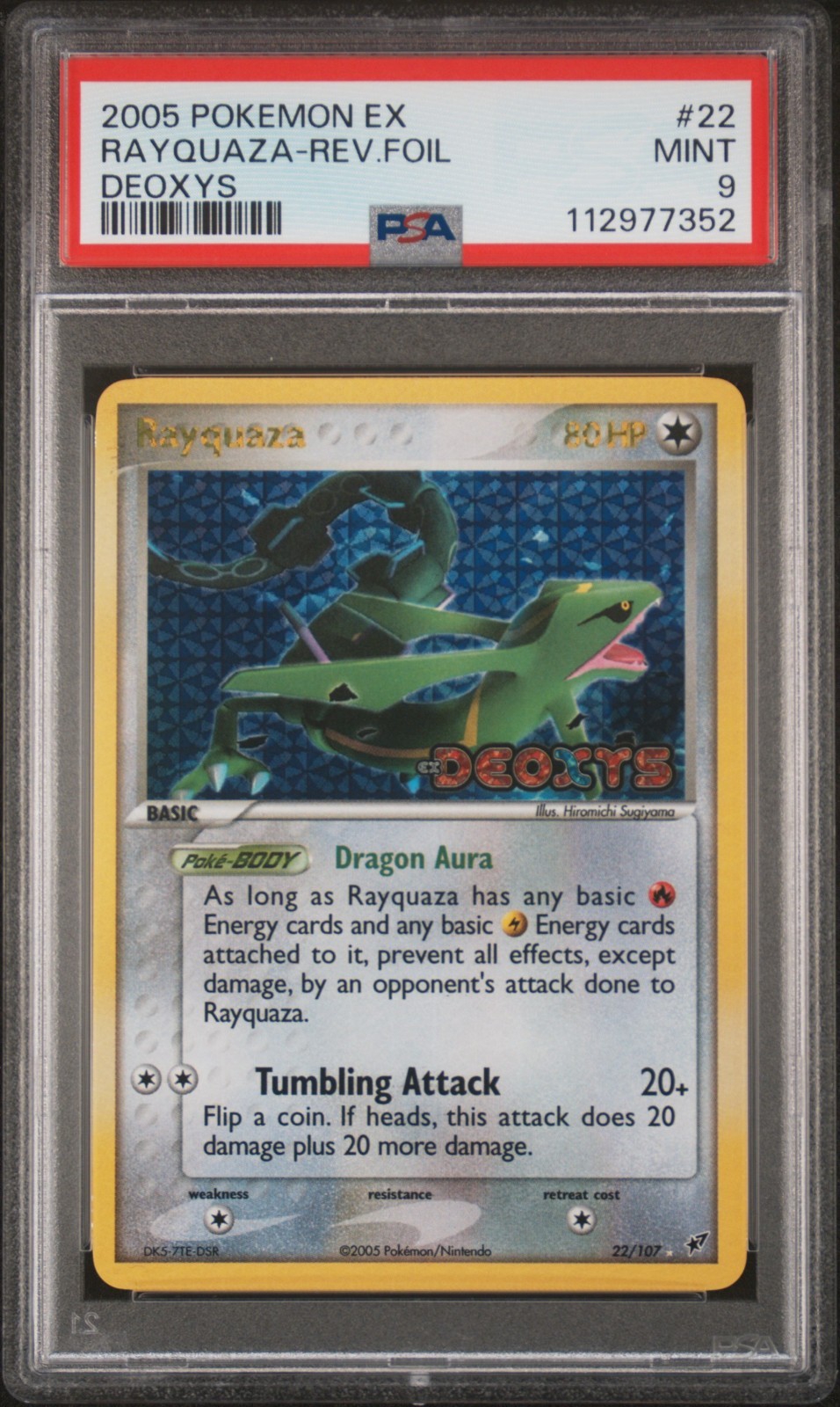 2005 POKEMON EX DEOXYS #22 RAYQUAZA-REVERSE FOIL PSA 9