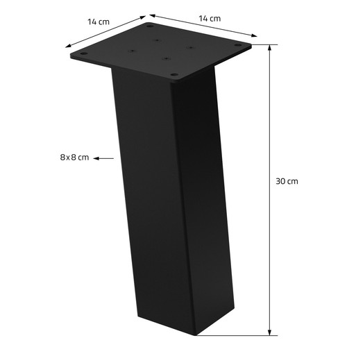 Patas de mesa 30cm inclinadas de acero negro 8x8cm, pies en ángulo para muebles - Imagen 7 de 9