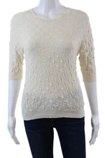 Margaret OLeary Womens Half Sleeve Scoop Neck D3 Tee Shirt White Cotton Size XS