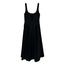 Odd Muse High Waist Square Neck Midi Dress - Black - XXL