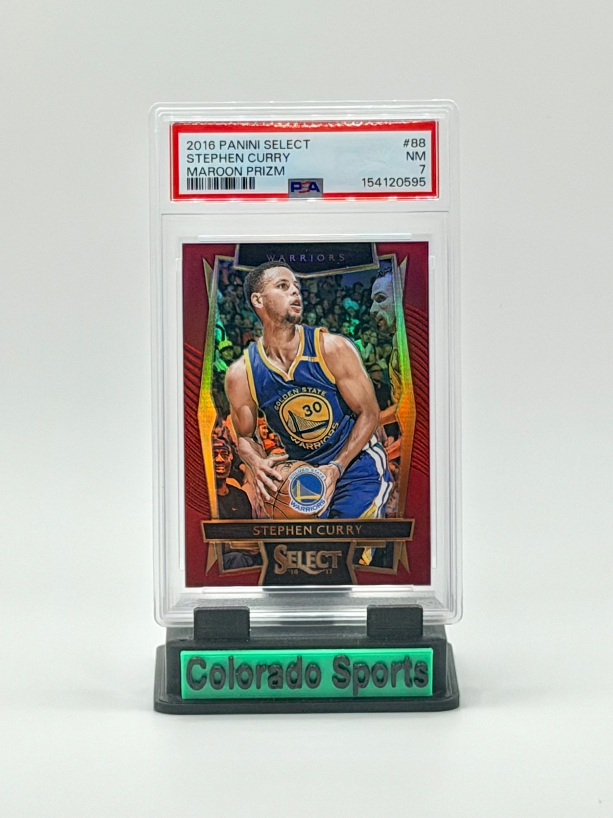 STEPHEN CURRY 2016-17 Panini Select #88 Maroon Prizm 044/175 PSA 7