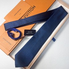 LOUIS VUITTON Monogram Navy Silk Tie 3.1 in Luxury Authentic Brand New