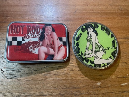 Bettie Page Belt Buckles Lot 2 Retro a Go Go Pinup Hot Rod Leopard