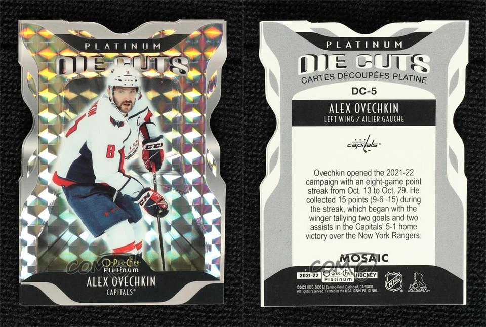 2021-22 O-Pee-Chee Platinum Platinum Die Cuts Mosaic Alex Ovechkin #DC-5 - Image 3 of 3