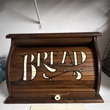 Vintage Wooden Roll Top Bread Box - completely restored