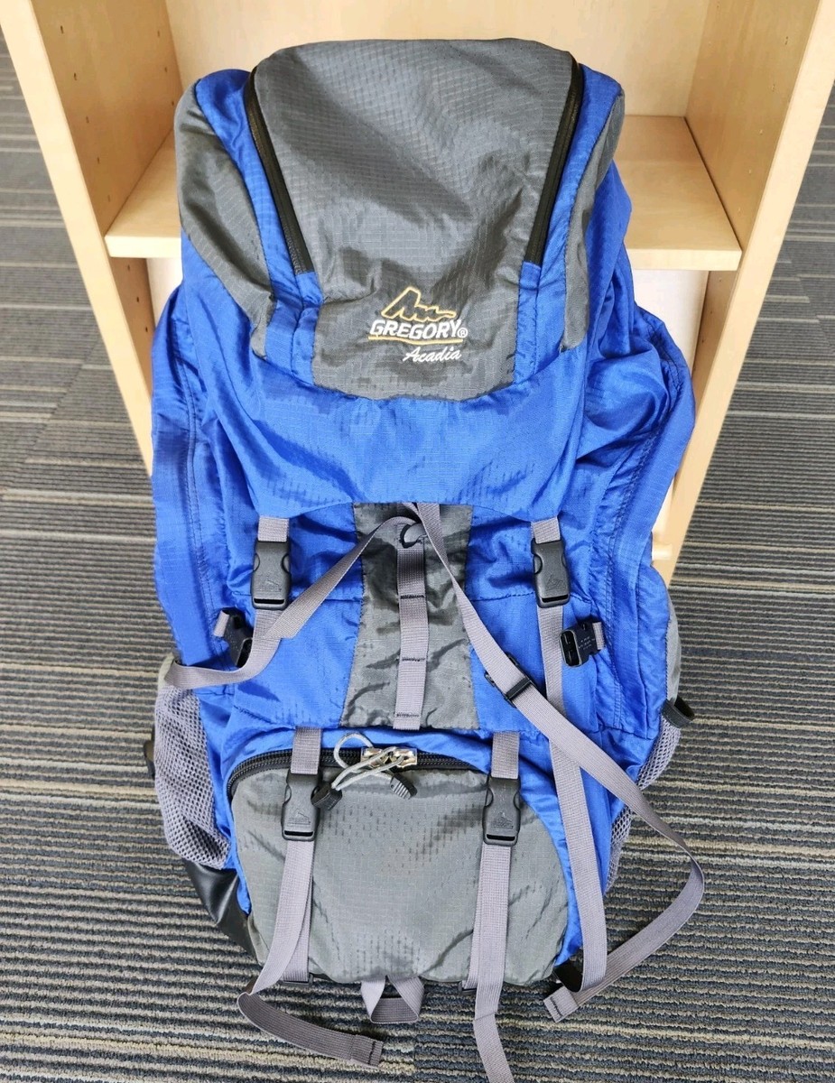 gregory acadia backpack specs Gregory Acadia Hiking Backpack 62 Liter Blue Gray Nylon Hip Belt Sz L Large  Men