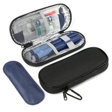GERMUN Insulin Pen Cooler Travel Case with 2 Reusable TSA Approved Ice Black