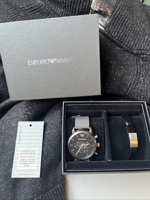 Emporio Armani AR80062SET Herren Armbanduhr Luigi  Set Chronograph+Armband NEU!!