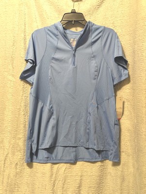 Lucky in Love Tech Tennis Top Sz Medium Color Placid Blue Short Sleeve GT149 NEW