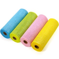 Deco Mesh 10 inch x 10 Yards - Easter Colors Metallic Foil Poly Mesh Ribbons ...