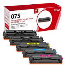 5 Pack 075 Toner Cartridge Set for Canon ImageCLASS LBP646Cdw MF665CDW MF662CDW