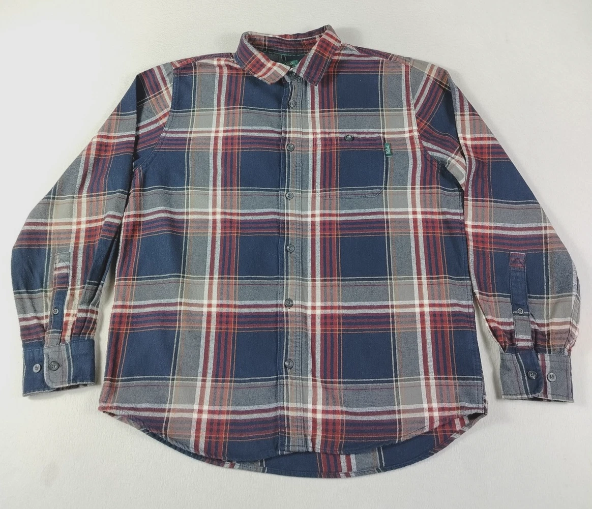 Woolrich Flannel Shirt Mens Large Blue Red Plaid Outdoor Workwear Cabincore Cozy