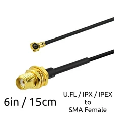 6" Mini PCI U.FL / IPX to SMA Female Antenna WiFi Pigtail Cable ufl ipex 1.13mm