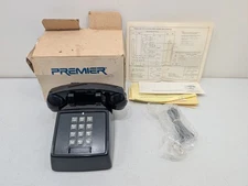 Vintage Telephone Model Premier 2500 Touch Tone Push Button Black Desk Phone Box