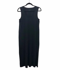 Pact Black Organic Cotton Softspun Tank Midi Dress Side Slit Minimalist Sz S