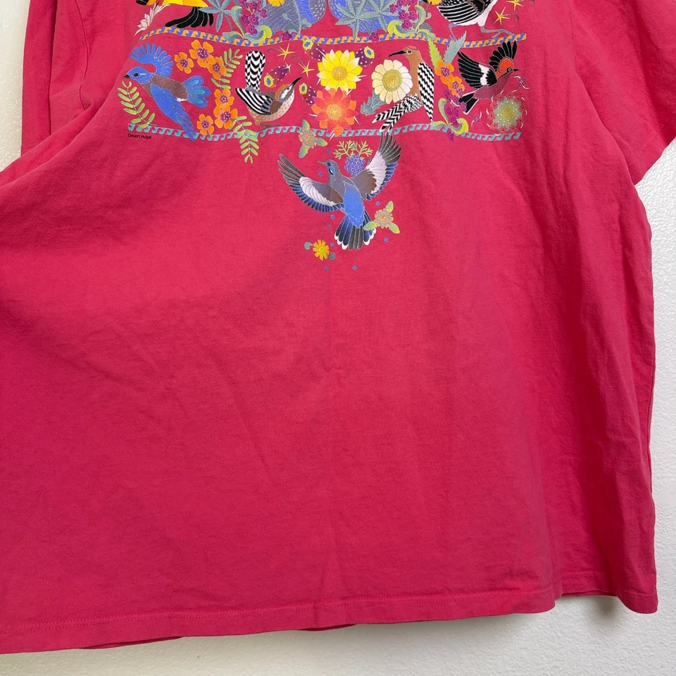 Sabaku Art Wear Shirt Womens XL Pink Floral Short Sleeve Colorful Graphic Casual - Image 3 of 4