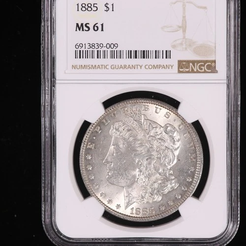 1885 MORGAN SILVER DOLLAR CERTIFIED NGC MS 61 BU UNCIRCULATED LUSTEROUS NR!