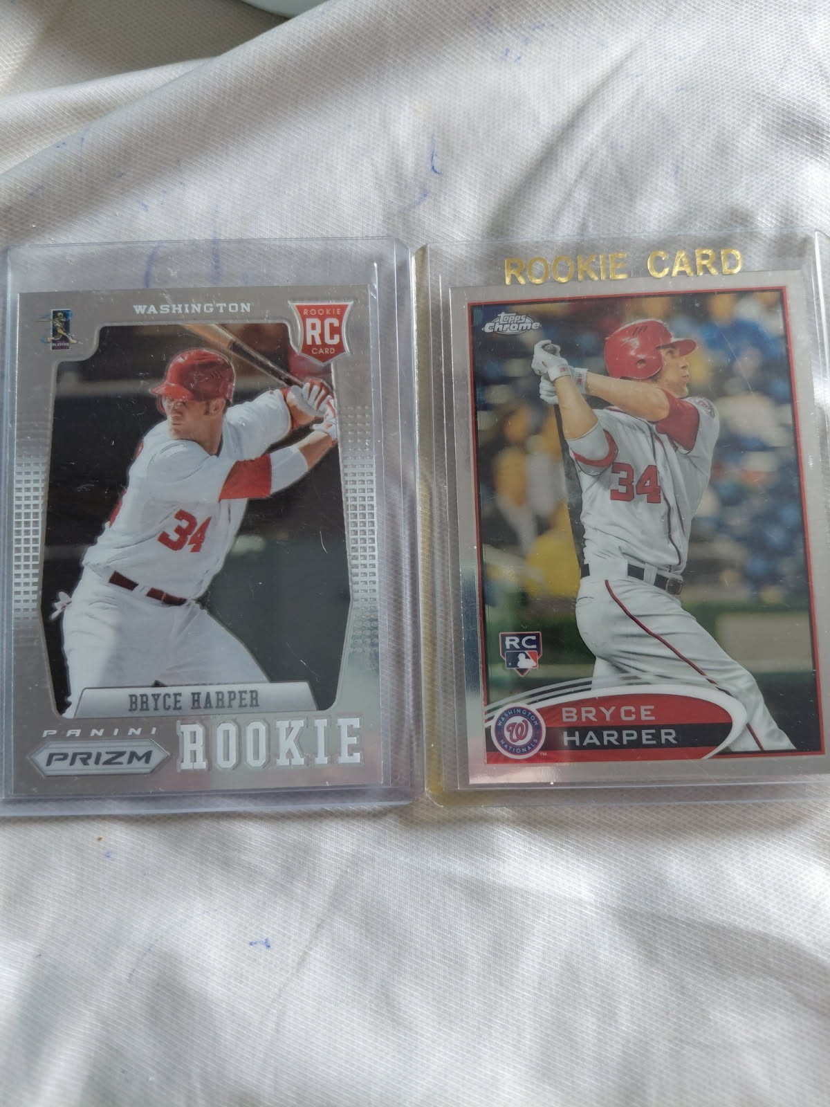 2 2012 Bryce Harper rookie cards Topps Chrome #196, Prizm #152