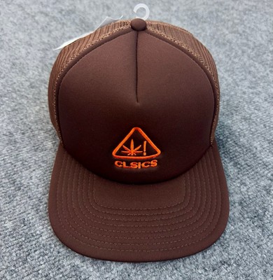 CLSICS Logo Hat Brown Embroidered Foam Mesh Back Adjustable Trucker Snapback Cap