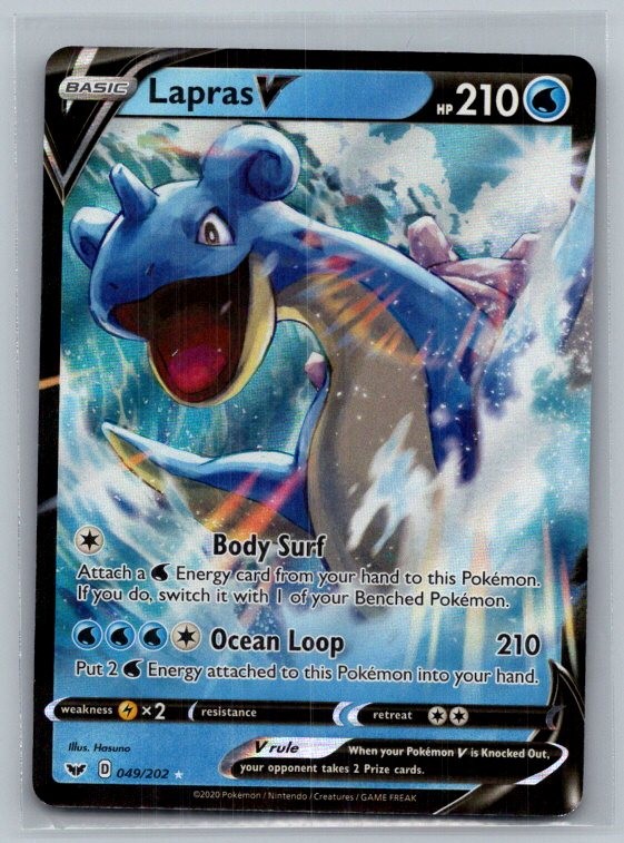 Lapras V 049/202 Holo V Rare Sword & Shield Pokemon Near Mint