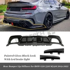 For BMW  3 Series G20 330i M340i  GLOSS BLACK Rear Bumper Spoiler Diffuser Light