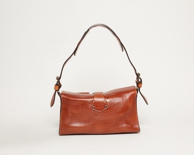 Vintage Mulberry Roxanne Handbag Front Belt Pockets Brown Leather