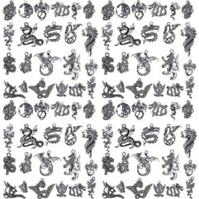 WILLBOND 70 Pcs Dragon Charms for Jewelry Making DIY Necklace antique silver