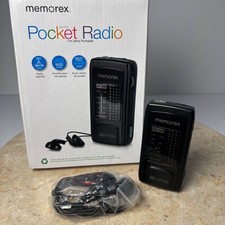 Memorex MR4210 AM/FM Pocket Radio with Dynamic Bass System and Earbuds Black