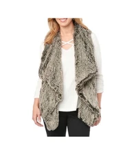 Democracy FUZZY SOFT FAUX Fur Cardigan Sweater Vest Sz M