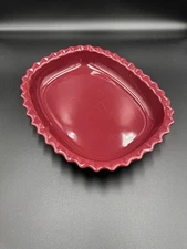 Rare Vintage Chantal Maroon Scalloped Oval Baking Dish 11×9 – Glazed Stoneware –