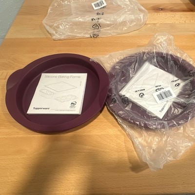 Set of 2 Tupperware Silicone Round Baking Form Small Purple Baking Mold New
